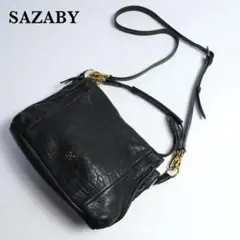 SAZABY サザビー　2way ショルダーバッグ 黒　ブラック　本革　レザー
