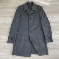 【カシミヤ100%】スーツセレクト ステンカラーコート グレー Lサイズ 美品