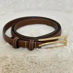 ブラウン レディース ベルト ゴールドバックル