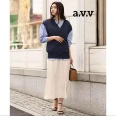 【公式サイト完売】a.v.v アイボリー サテン フレア ギャザー スカート