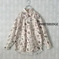 PORTBRIDGE長袖シャツ　葉っぱ柄　メンズ　オフホワイト綿100% 春秋冬