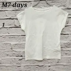 M7 days【1】UネックフレンチスリーブTシャツ コットン 無地 ホワイト