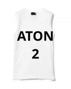【ATON】 ホワイト ノースリーブ Tシャツ