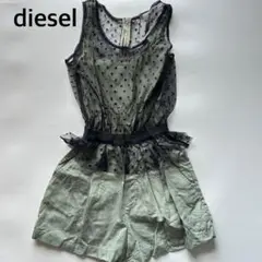 diesel オールインワン　ドット柄　シースルー　グリーン