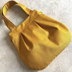 ハンドメイド　グラニーバッグ　バルーンバッグ　トートバッグ　ショルダー　からし