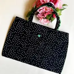 未使用完売品　エル　フルールトート　ドットグリーン　ハート刺繍　レッスンバッグ