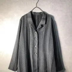 【ヴィンテージ】ストライプシャツ レトロ モノトーン 古着used BS11