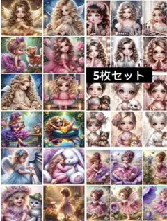 赤字処分　即購入のみ　5枚セット　女の子柄　中パネル生地　30個　コットン生地