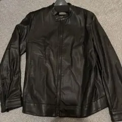 ナノユニバース　黒レザーシングルライダースジャケット