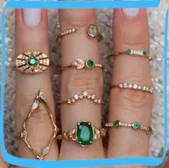 新品*お得な9点セットリング**オシャレ*ヴィンテージ系*韓国*ゴールド