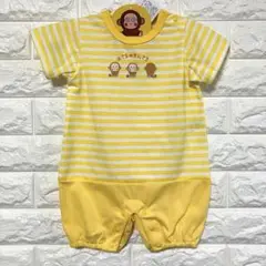 新品未使用 サンリオ おさるのもんきち ボーダー イエロー ロンパース 70cm