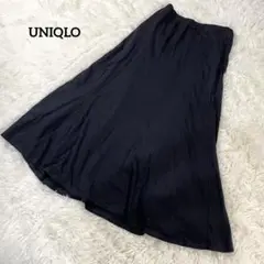 UNIQLO　フレアロングスカート　黒　M　無地　きれいめ　1810