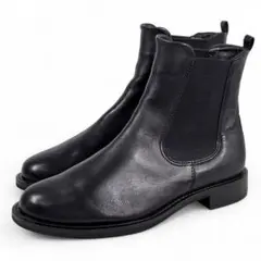 極美品 ecco エコー 37 23 レザー サイドゴアブーツ ブラック 黒