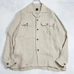 美品『シップス』リネン×ウール リラックスシルエット オープンカラーシャツ 秋冬