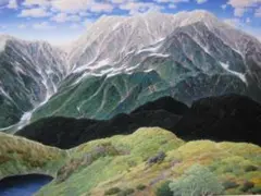 成田禎介、【雪の山と湖】、希少な額装用画集より、新品額装付、状態良好 成田禎介、【雪の山と湖】、希少な額装用画集より、新品額装付