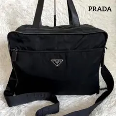 良品✨プラダ 2way ビジネスバッグ 三角プレート ナイロン 黒 A4収納