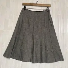 ミッシェルクラン　ウールプリーツスカート　グレー ラメ　40 / L