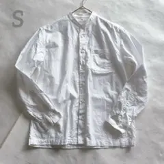 MUJI 洗いざらしオックススタンドカラー長袖シャツ　バンドカラー　白　S