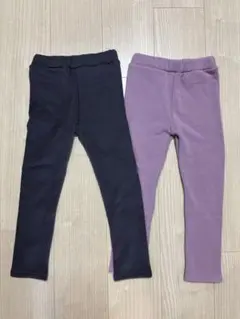 Bee & Bee ロングパンツ 110サイズ 黒紫2枚セット裏起毛あったか素材