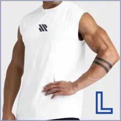 タンクトップ　メンズ　トレーニングウェア　ジム　トレーニング　速乾　L　白