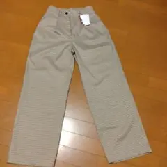 【新品未使用】タグ付き ブラウン チェック柄 ワイドパンツ