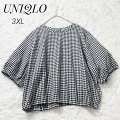 【タグ付き】UNIQLO ユニクロ シアサッカー ブラウス ギンガム 3XL