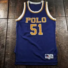 古着　ラッセル　ゲームシャツ　タンクトップ　polo ブルー　M