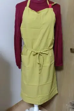 綿混　シンプルエプロン　からし色　軽くて優しい！