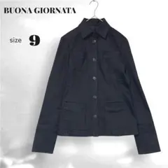 ボナジョルナータ シャツ ジャケット 9 黒 ストレッチ 無地