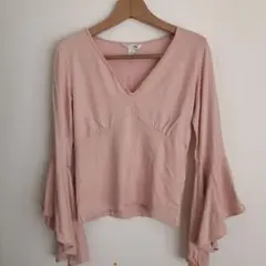H&M エイチアンドエム♡フレアスリーブ ピンク ダンス