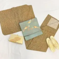〔5453〕着物 小紋 単衣 茶 棒衿 単品販売♪