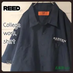 90Ｓ古着REEDワークシャツアメリカテクニカルカレッジ刺繍ロゴ半袖4L