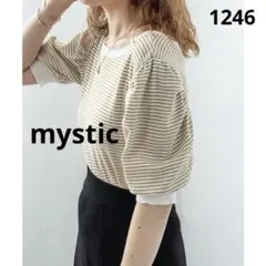 1246 【mystic】ランダムリブ半袖パフTシャツ