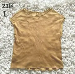 23区　リネン混　ゆったり　カットソー　フレンチスリーブ