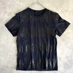極美品✨Y's ワイズ シアー 異素材 切替デザイン カットソー ネイビー 2