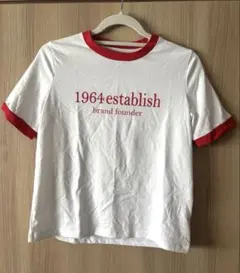 ホワイト/レッド 半袖Tシャツ サイズF