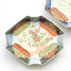 伊万里柘榴花鳥羊歯文刺身皿セット 色絵 古伊万里や有田焼、九谷焼やアラビア好きに