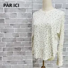パーリッシィPAR ICI アイボリー 花柄 長袖 Tシャツ【F】綿 a952