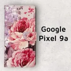 Pixel9a 手帳型ケース ピンク 赤 花柄