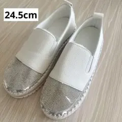 ラインストーンスリッポン シューズ　スパンコール　レディース 24.5cm