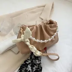 【新品未使用】大人可愛い✨淡色パールハンドルバッグ -高見えショルダー