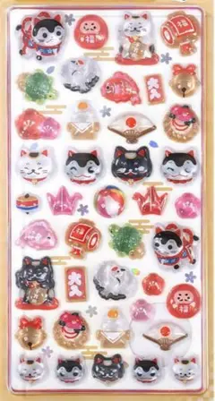 新品未開封 ボンボンドロップシール ぷくぷくシール 立体シール 招き猫