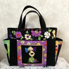 ロラライハリス　ハンドメイド　サイドポケット付きトートバッグ