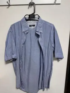 青い半袖　ボタンダウンカジュアルシャツ Lサイズ