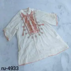 【グレースコンチネンタル】薄手ブラウス 刺繍柄 半袖 レディース