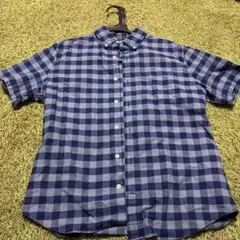 GAP 半袖チェックシャツ S ブルー