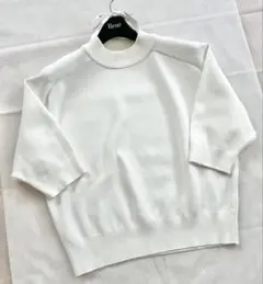 新品同様♡CEST MOIセモア♡ハイネック五分袖ニット ホワイト