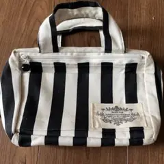 ストライプキャンバスバッグ中仕切り多