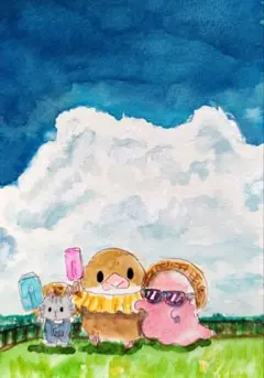 あちちちおばけちゃん　8/16 12（原画）ポストカードサイズの用紙のみ