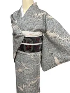 ユ1着物　小紋　紬単衣【祭】正絹